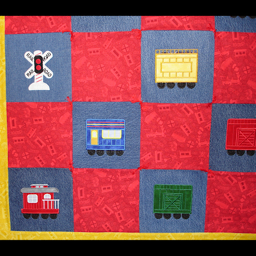 Train Quilt Close-up